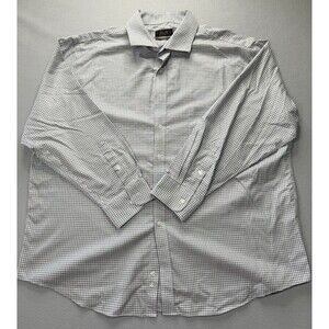Tasso Elba Regular Fit Dress Shirt XXL Gray Check Egyptian Cotton 18.5 34/35